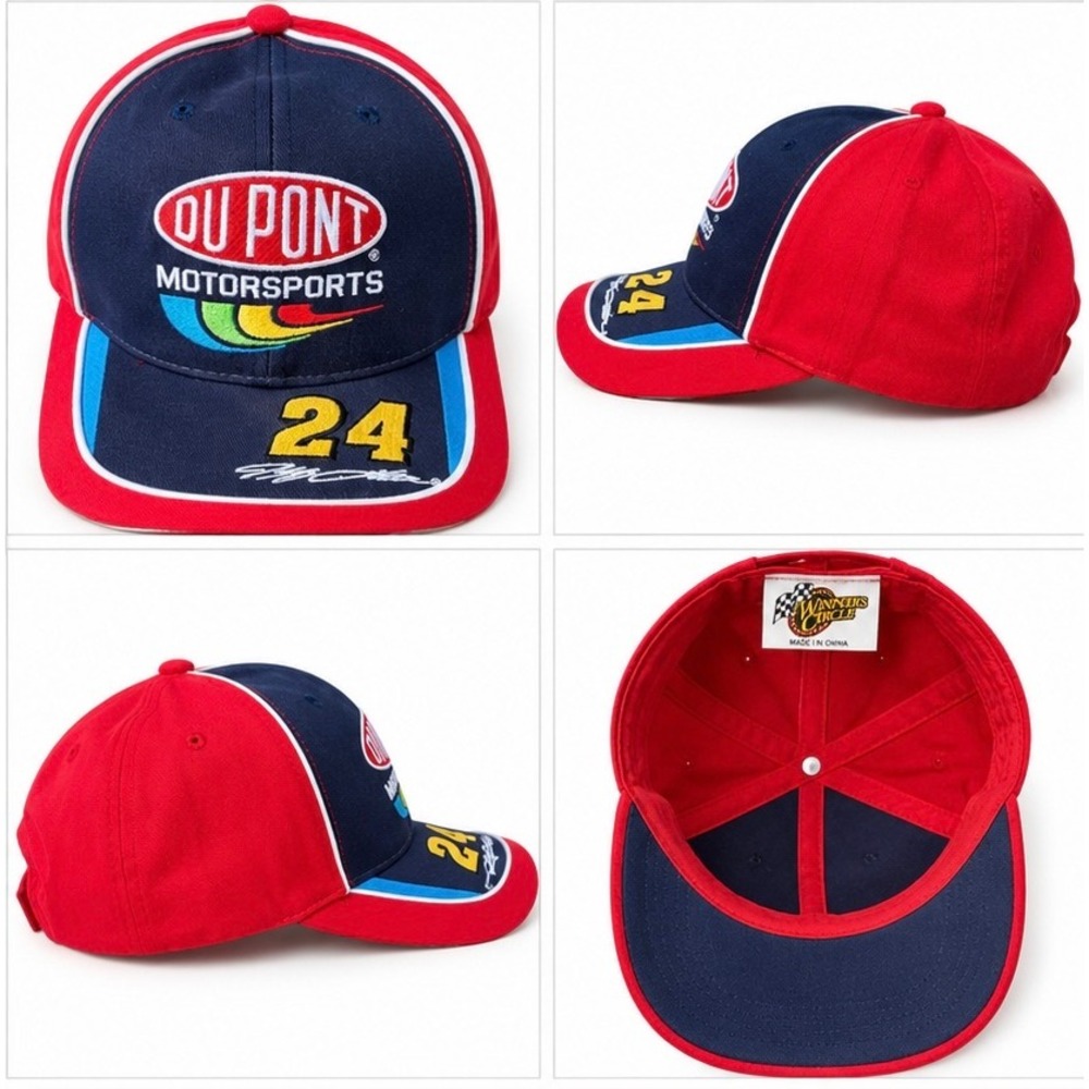 Jeff Gordon DuPont Motorsports 24 NASCAR Hat Winners Circle Red Navy Blue Cap